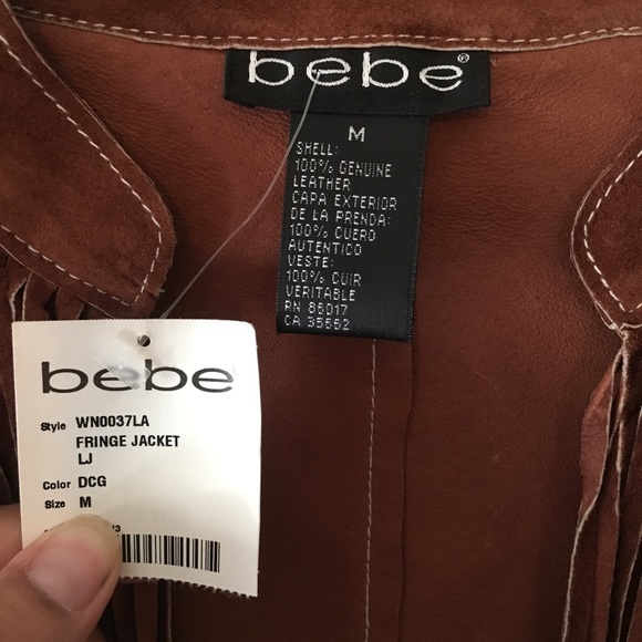 Bebe Fringe BOHO Leather Jacket DAMAGED - Picture 5 of 8